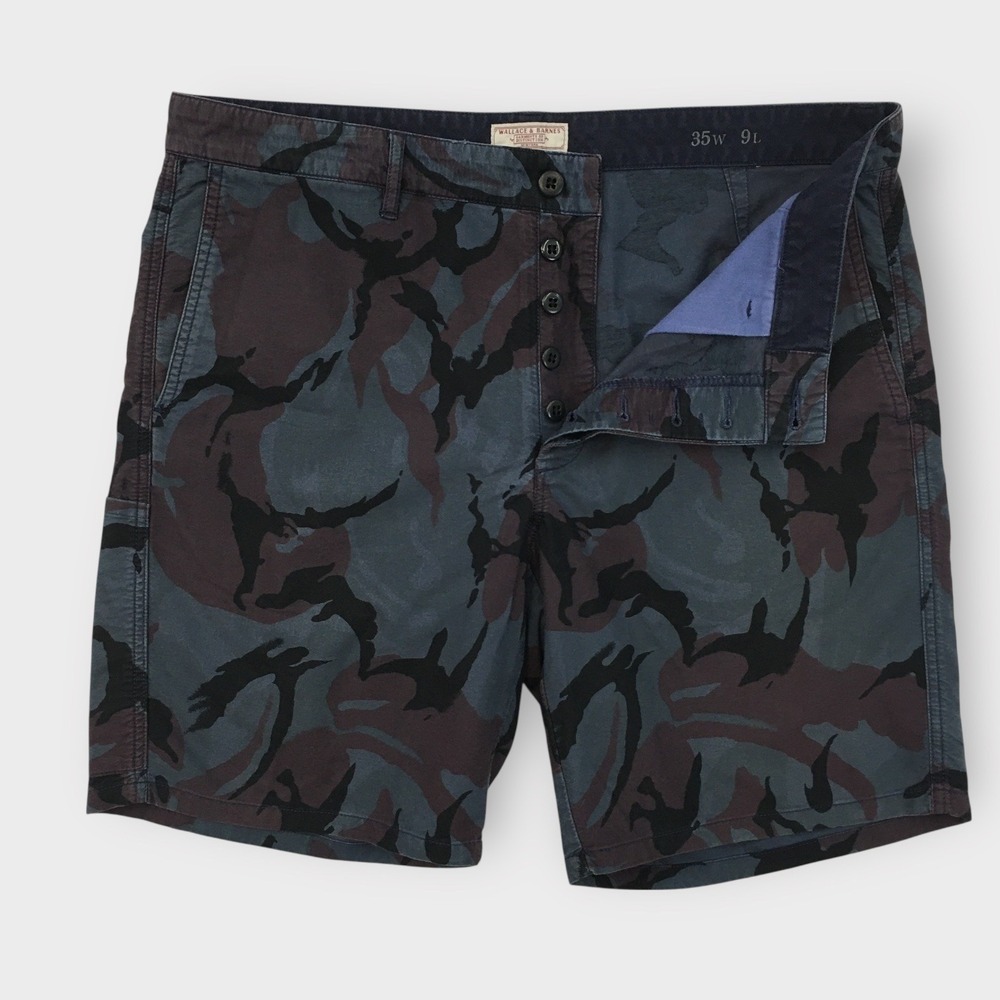 Wallace &‎ Barnes Mens Camo Shorts Button Fly Casual Size 35W